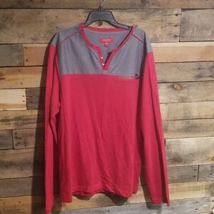 Guess henley long sleeve shirt gray yoke
